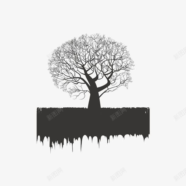 长在地上的树矢量图ai免抠素材_88icon https://88icon.com 土地 树 黑色的树 矢量图