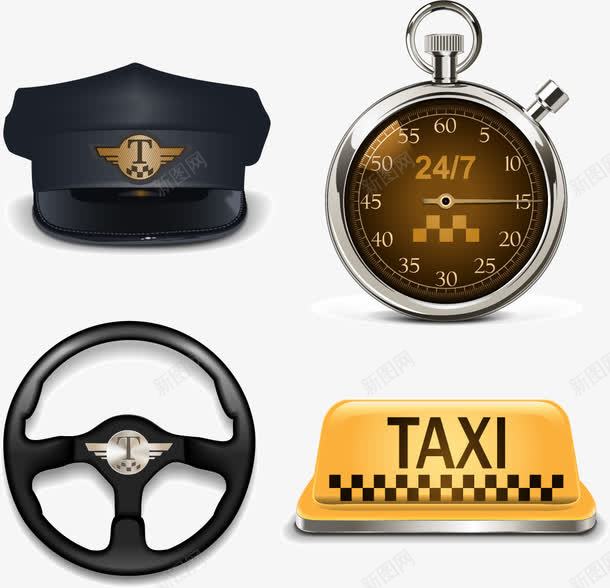 手绘出租车用品png免抠素材_88icon https://88icon.com 出租车 手绘 指南针 用品
