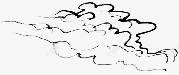 手绘黑色复古祥云png免抠素材_88icon https://88icon.com 复古 祥云 黑色