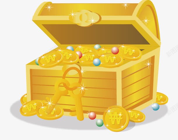 金币箱子png免抠素材_88icon https://88icon.com 珍珠 金币 金箱子 金钥匙
