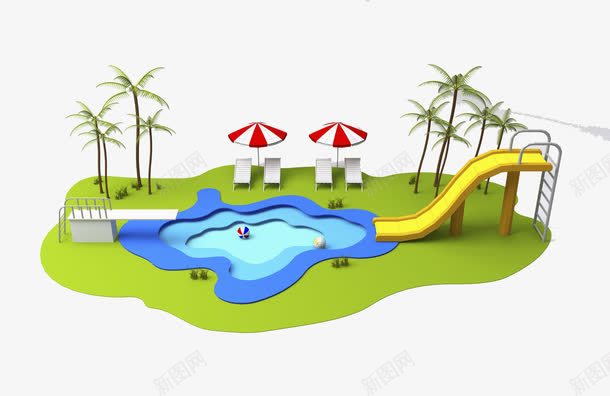 创意游泳池png免抠素材_88icon https://88icon.com 三维 卡通 游泳池 玩乐