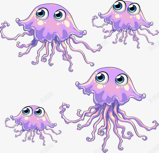 水母紫色png免抠素材_88icon https://88icon.com 可爱 插画 水母 紫色 红色
