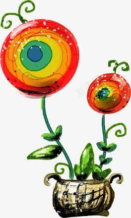 手绘彩色圆形植物png免抠素材_88icon https://88icon.com 圆形 彩色 植物