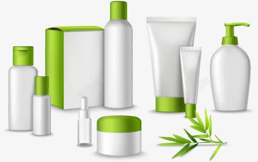 清新绿色化妆品包装png免抠素材_88icon https://88icon.com 一套包装 化妆品 清新 竹子 绿色