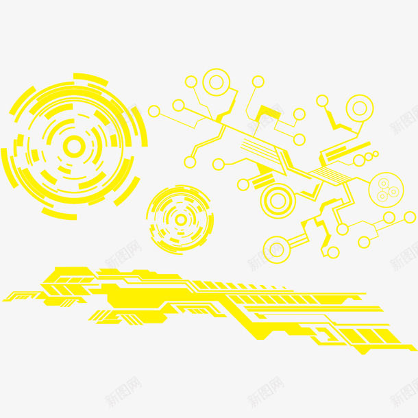 黄色科技元素矢量图ai免抠素材_88icon https://88icon.com 科技 黄色元素 矢量图