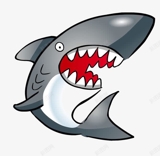手绘鲨鱼png免抠素材_88icon https://88icon.com 卡通 手绘 海洋动物 鲨鱼