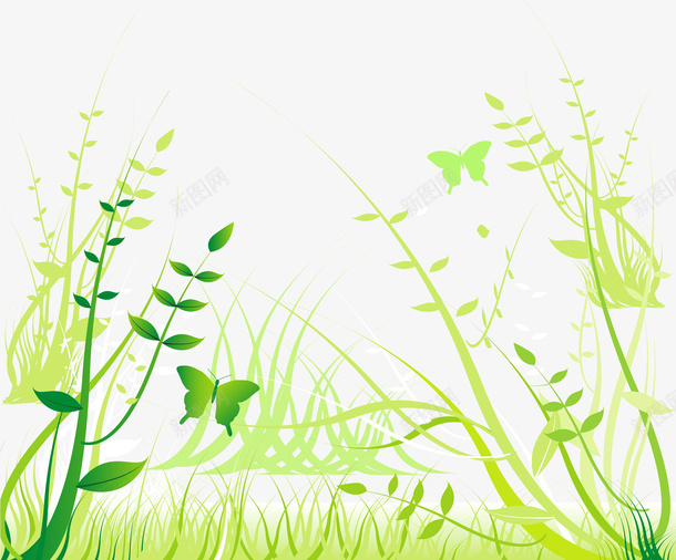 树叶花草矢量图ai免抠素材_88icon https://88icon.com 树叶 花纹 花草 蝴蝶 矢量图