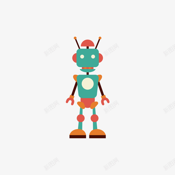 绿色机器人矢量图ai免抠素材_88icon https://88icon.com 机器人 橙色 玩具 矢量机器人 绿色 矢量图
