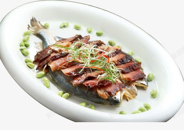 腊肉蒸缅甸黄鱼png免抠素材_88icon https://88icon.com 产品实物 美食 腊肉 菜肴 黄鱼