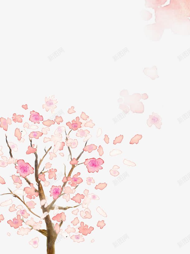粉色的水墨风花朵png免抠素材_88icon https://88icon.com 水墨 粉色 花朵