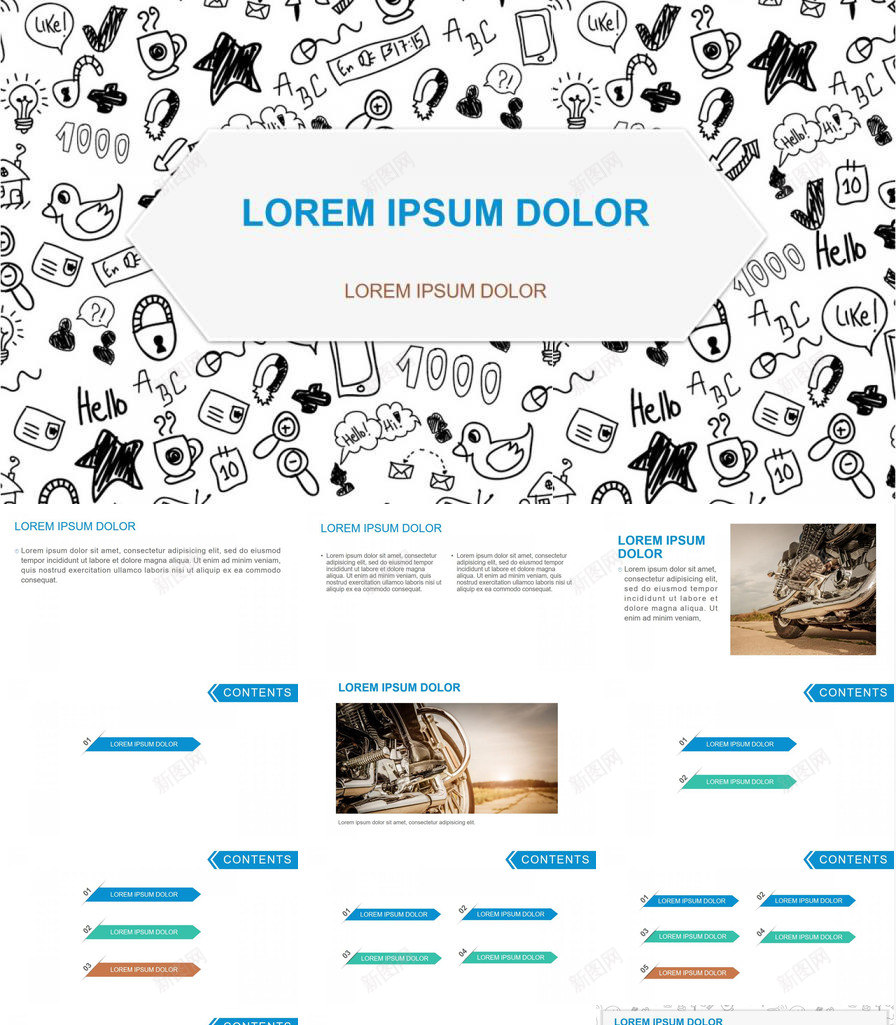 可爱卡通手绘图标背景PPT模板_88icon https://88icon.com 卡通 可爱 图标 手绘 背景