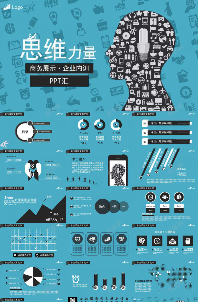 思维力量商务展示企业内训思维导图PPT模板_88icon https://88icon.com 企业内训 力量 商务 导图 展示 思维