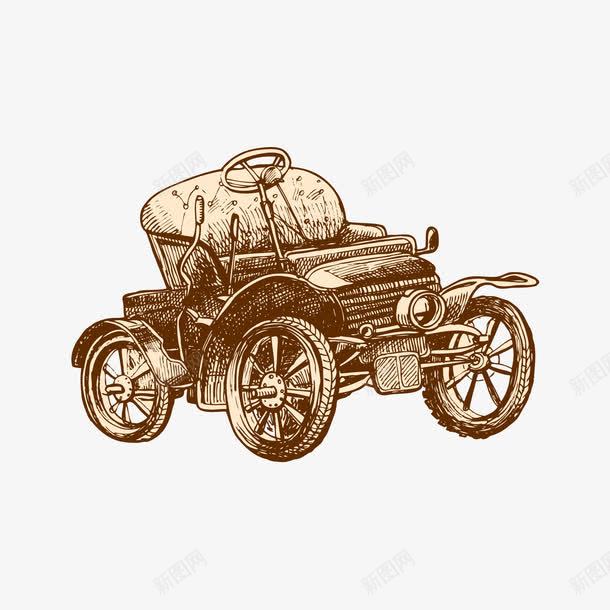 手绘复古车png免抠素材_88icon https://88icon.com 复古车 手绘 欧式