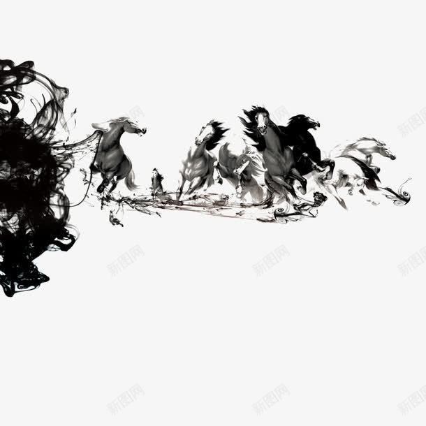 水墨骏马png免抠素材_88icon https://88icon.com 墨马 毛笔马 水墨 马 骏马