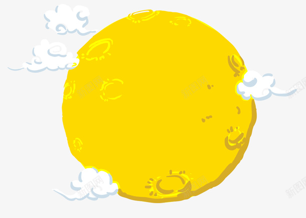 手绘创意黄色的月亮png免抠素材_88icon https://88icon.com 创意 卡通手绘 月亮 水彩 漂浮 白云 运动 黄色