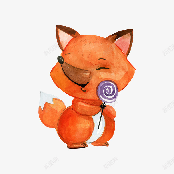 水彩狐狸矢量图ai免抠素材_88icon https://88icon.com 可爱 手绘 棒棒糖 橙色 矢量图
