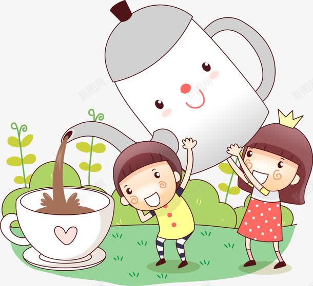 卡通人物倒茶插画png免抠素材_88icon https://88icon.com 倒茶 卡通人物 矢量插画 茶壶茶杯