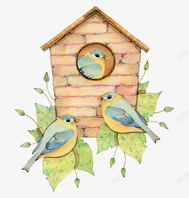 工笔手绘鸟背景png免抠素材_88icon https://88icon.com 工笔 彩色 手绘鸟 背景