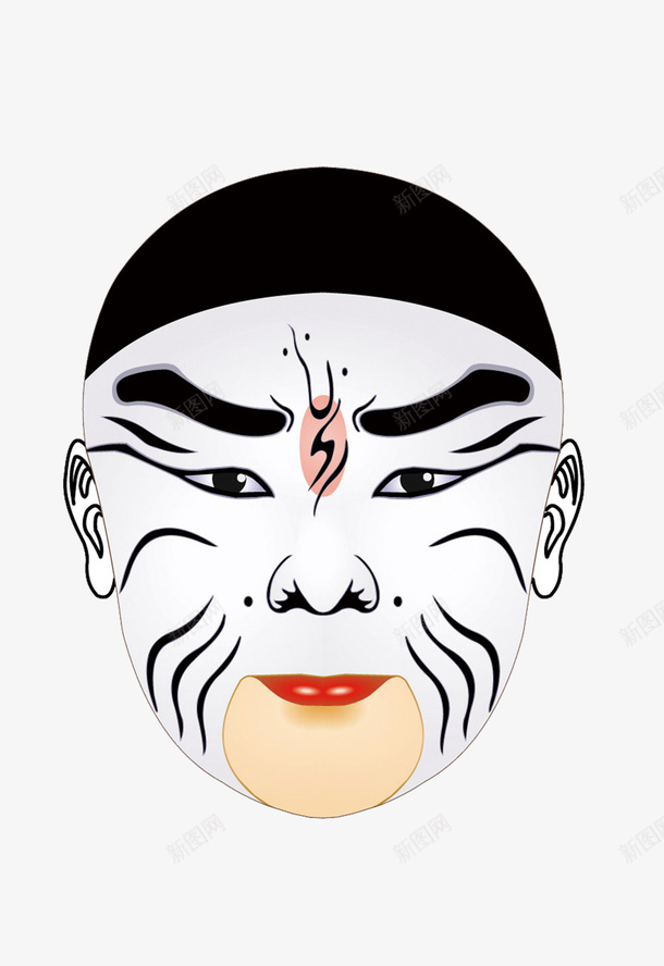 中国传统脸谱png免抠素材_88icon https://88icon.com 中国风 传统文化 白黑两色 脸谱