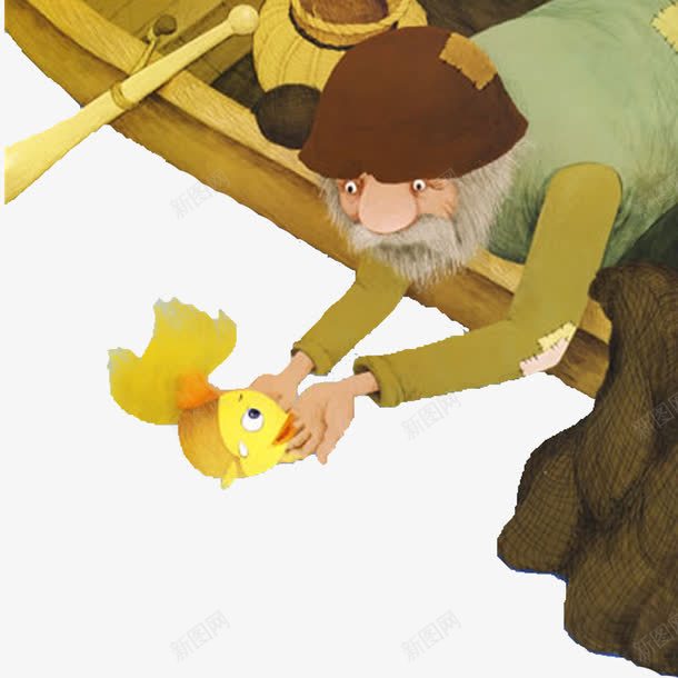 渔民和金鱼的故事png免抠素材_88icon https://88icon.com 卡通 捕鱼 插画 渔民 通话