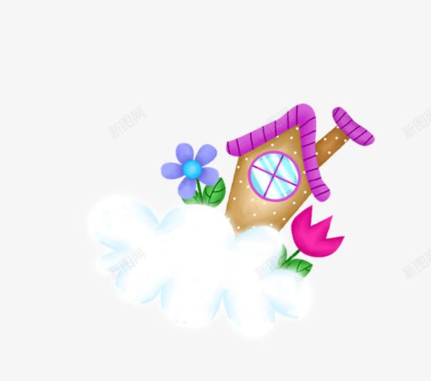 云上的房子png免抠素材_88icon https://88icon.com 云朵 房子 花儿