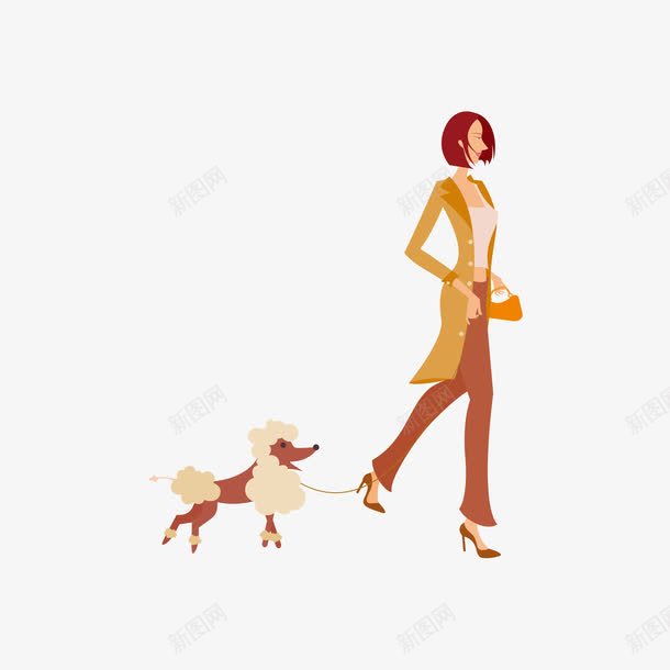 遛狗的女人png免抠素材_88icon https://88icon.com 女人 手绘 遛狗