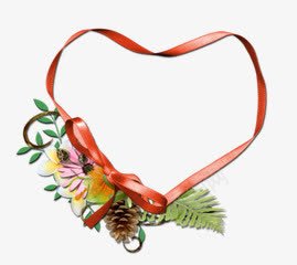 心形丝带花朵png免抠素材_88icon https://88icon.com 丝带 心形 花朵