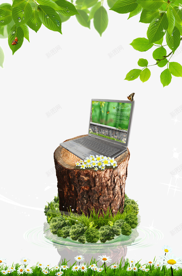 树桩上的笔记本psd免抠素材_88icon https://88icon.com 创意 树桩 笔记本 绿色 设计