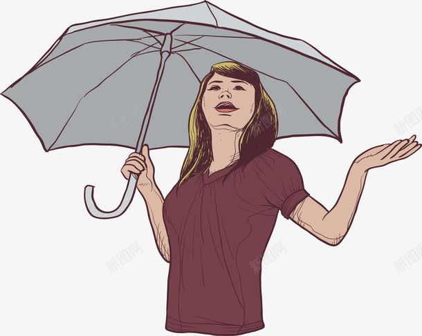 手绘打伞的女人png免抠素材_88icon https://88icon.com 下雨天 感受雨滴 手绘女人 矢量png 素描人物 雨中撑伞