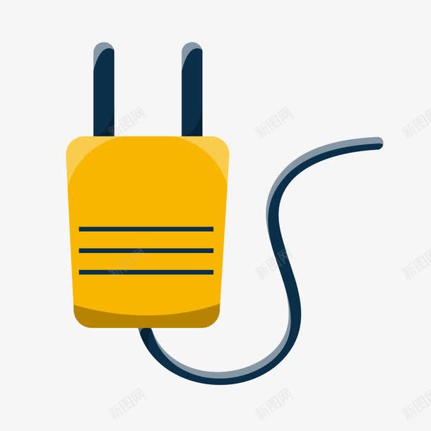 黄色电线插头png免抠素材_88icon https://88icon.com 插头 电线 黄色