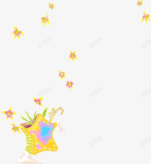 手绘黄色小花漫画插图png免抠素材_88icon https://88icon.com 插图 漫画 黄色
