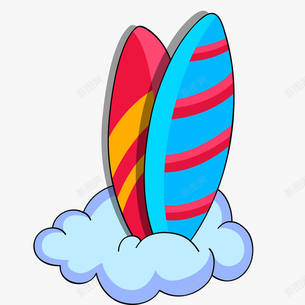 彩色手绘纹理冲浪板元素矢量图ai免抠素材_88icon https://88icon.com 体育 冲浪板 彩色 手绘 活动 纹理 质感 运动 矢量图