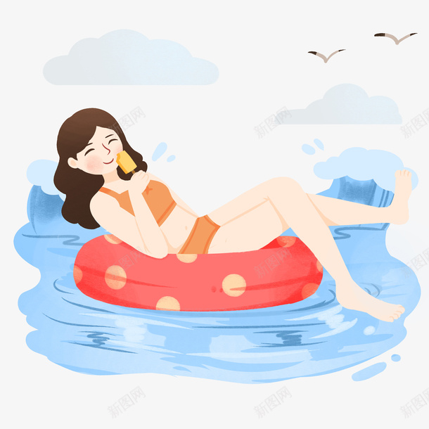 海滩旅游戏水游泳女孩psd免抠素材_88icon https://88icon.com 夏日 戏水 旅游 海滩 游泳女孩