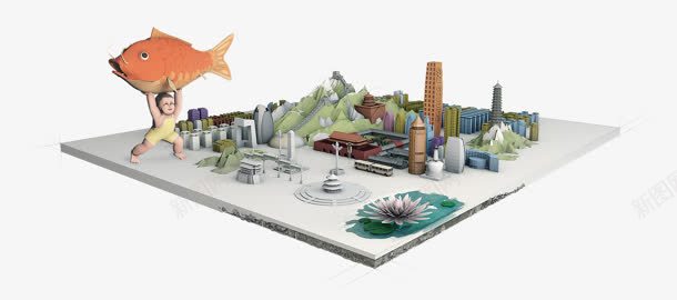 三D立体城市图png免抠素材_88icon https://88icon.com 城市 立体