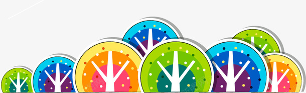 卡通彩色的树矢量图ai免抠素材_88icon https://88icon.com 卡通 彩色 树木 矢量图