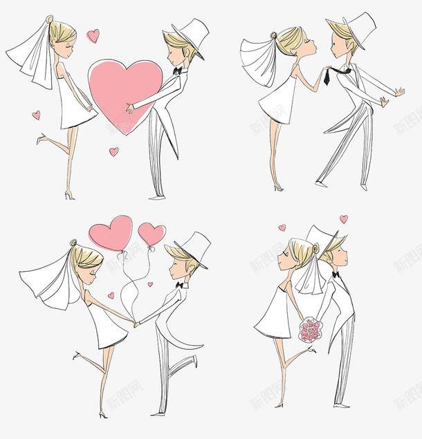 可爱的卡通婚礼人物png免抠素材_88icon https://88icon.com 可爱的卡通婚礼人物设计