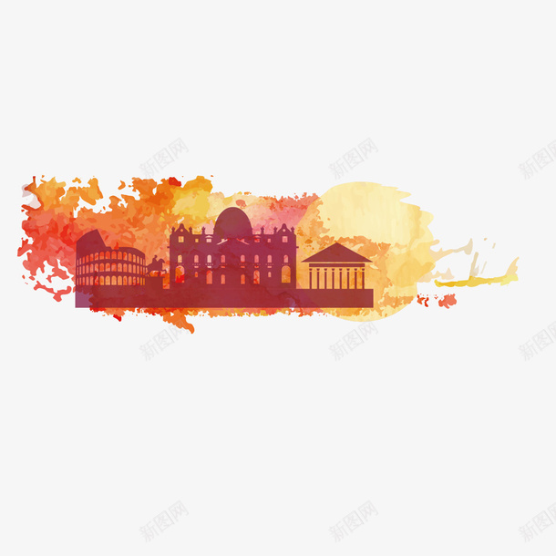 水彩建筑矢量图ai免抠素材_88icon https://88icon.com 建筑 房子 水彩 矢量图