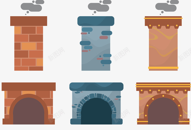 烟筒矢量图ai免抠素材_88icon https://88icon.com 炉火 烟筒 矢量图