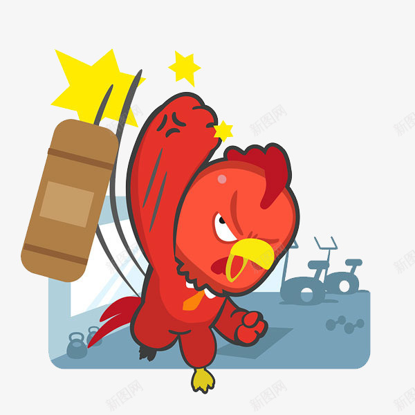 手绘健身的小鸡活动室png免抠素材_88icon https://88icon.com 健身 健身房 小鸡 沙袋 活动 活动室 红色 运动