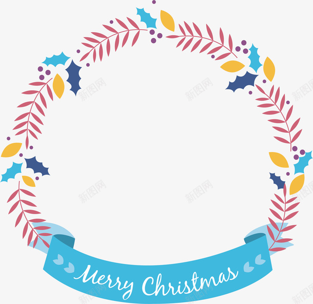 红色树枝花环矢量图ai免抠素材_88icon https://88icon.com merryChristmas 圣诞节 树枝 树枝花环 矢量png 花环 矢量图