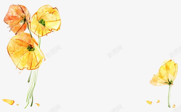 黄色唯美手绘花朵清新png免抠素材_88icon https://88icon.com 清新 花朵 黄色