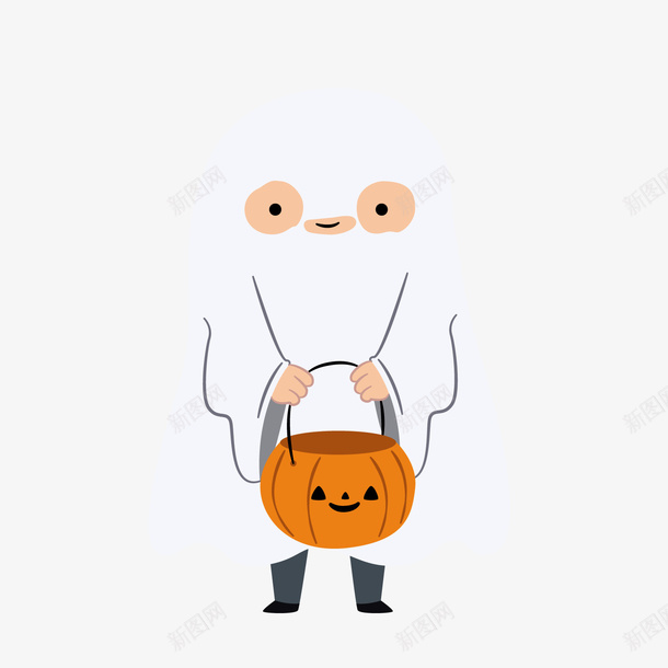 万圣节幽灵装扮png免抠素材_88icon https://88icon.com 万圣节装扮 卡通幽灵 白色幽灵 背景装饰