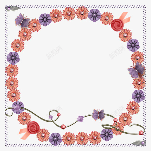 花边相框psd免抠素材_88icon https://88icon.com 相框 花朵清新 花边