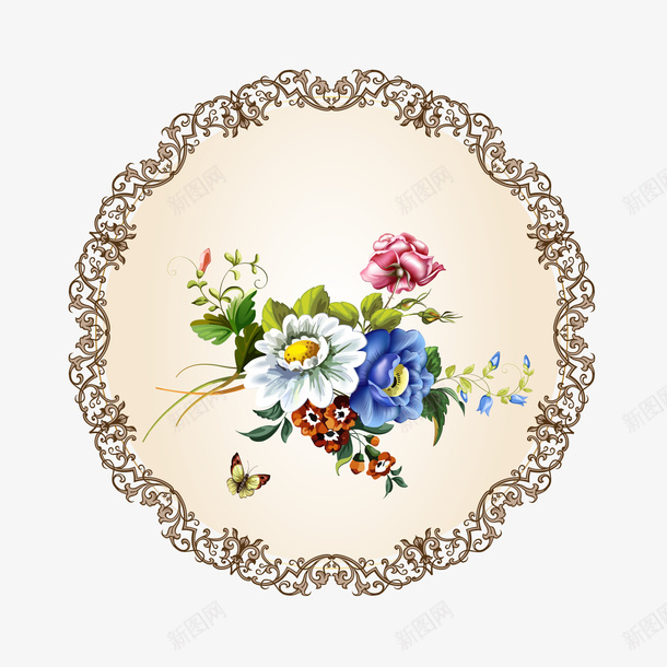 花卉边框矢量图ai免抠素材_88icon https://88icon.com 花卉 花朵 花纹 边框 矢量图