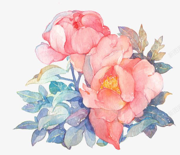 粉色花手绘唯美png免抠素材_88icon https://88icon.com 唯美 手绘 粉色