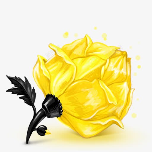 黄色玫瑰花手绘png免抠素材_88icon https://88icon.com 玫瑰花 黄色