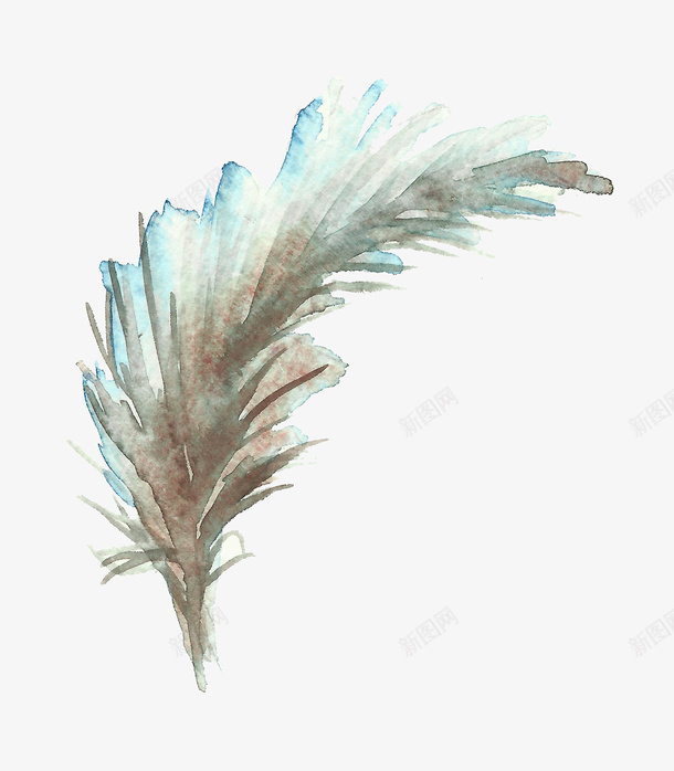 蓝色羽毛png免抠素材_88icon https://88icon.com 动物羽毛 手绘羽毛 水彩羽毛