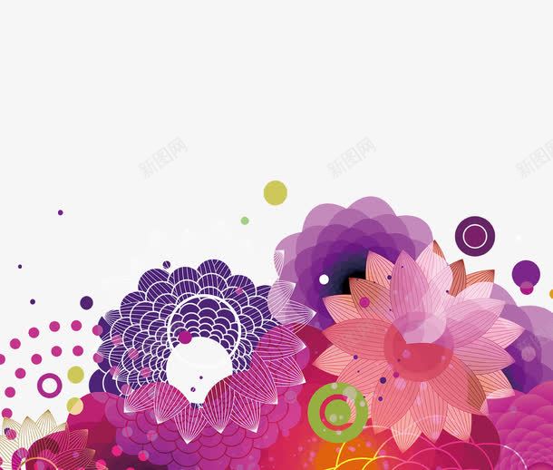 科技线条花朵png免抠素材_88icon https://88icon.com 创意 科技 紫色的 红色的 线条 花朵 装饰