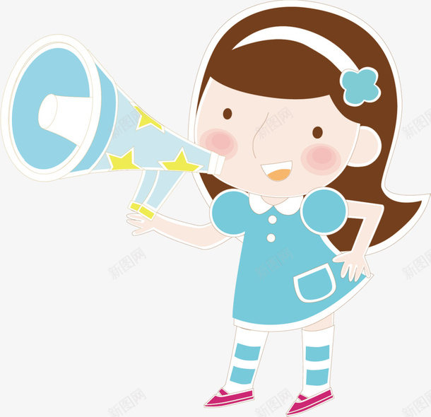 可爱卡通女孩拿喇叭喊促销png免抠素材_88icon https://88icon.com 促销 卡通 可爱 喇叭 女孩 活动
