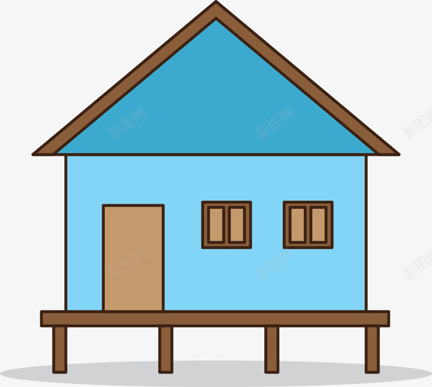 蓝色房子矢量图ai免抠素材_88icon https://88icon.com 房子 房子矢量 房子蓝色 蓝色 蓝色矢量 矢量图